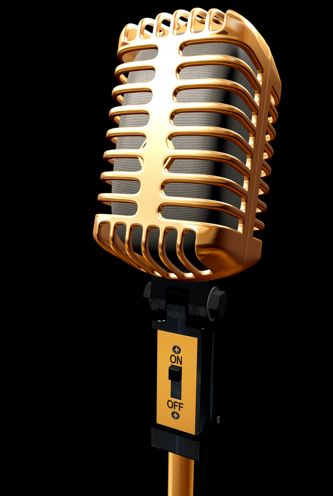 vintage microphone made in 3d – isolated over a black background